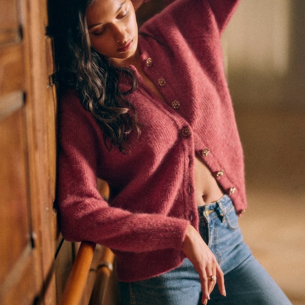 Sezane Othello Cardigan Rosewood Color Small NWT $160 sold out online